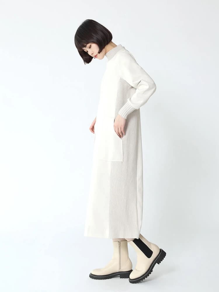 ブルベ夏/ブルベ冬服 スエード調ワンピース