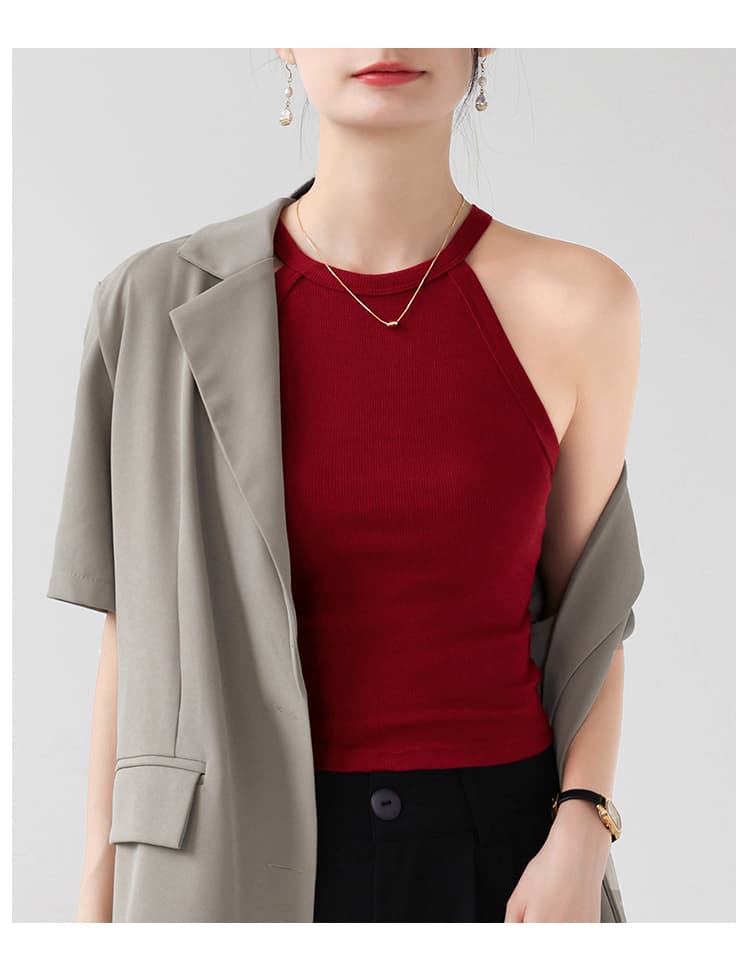 ブルベ夏/ブルベ冬服 すっきりホルターネックリブトップス