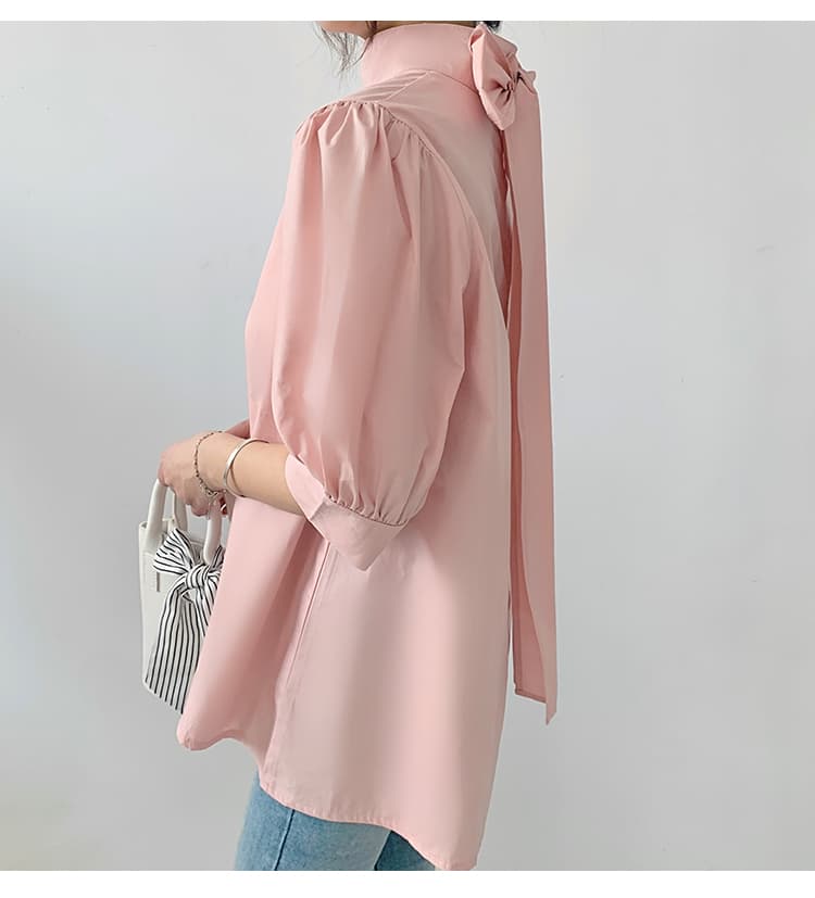 ブルベ夏/ブルベ冬服 優美リボン ハイネックブラウス