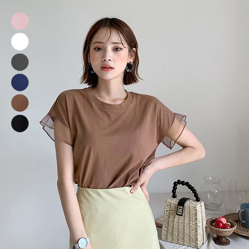 ブルベ夏/ブルベ冬服 透かし袖クラシカルTシャツ