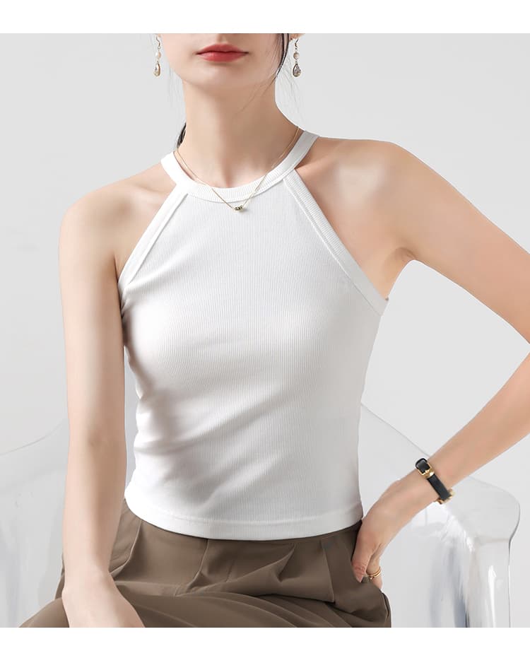 ブルベ夏/ブルベ冬服 すっきりホルターネックリブトップス