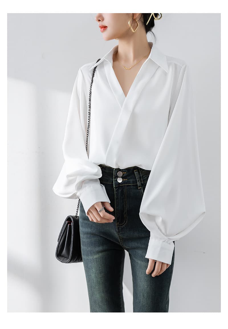 ブルベ夏/ブルベ冬服 ぽわん袖ドレープブラウス