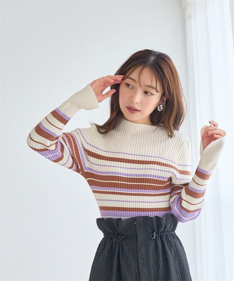 ブルベ夏/ブルベ冬服 リブ編みタートルネック