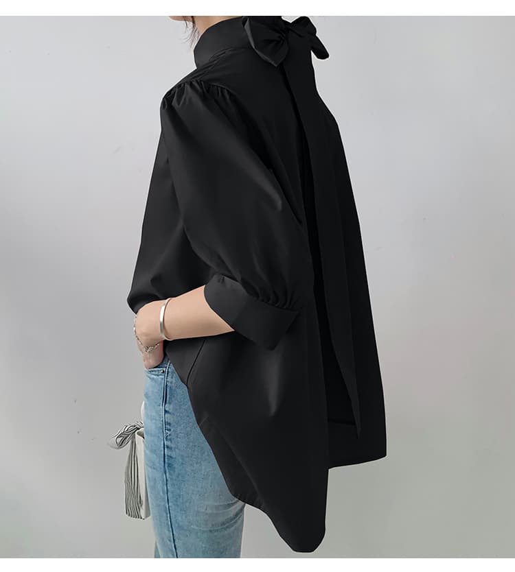 ブルベ夏/ブルベ冬服 優美リボン ハイネックブラウス