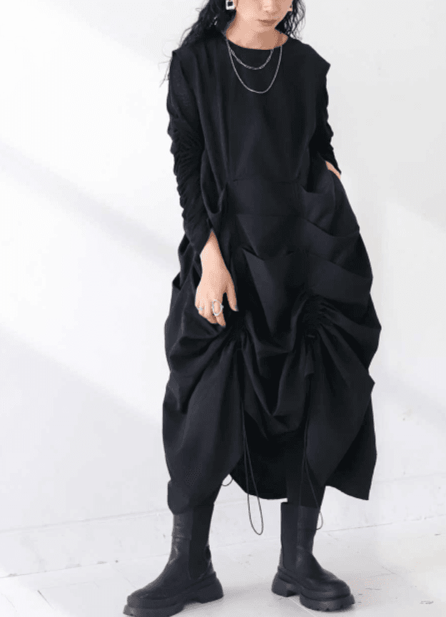 ブルベ冬服 ドレープギャザー ノースリーブワンピース