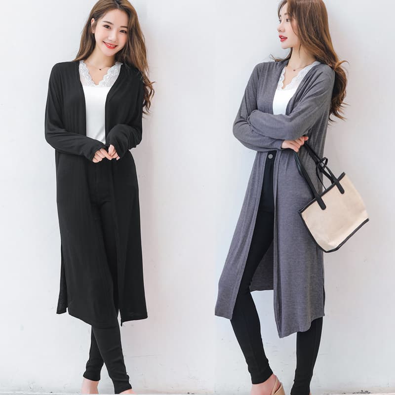 ブルベ夏/ブルベ冬服　上品なロング丈ニットカーディガン