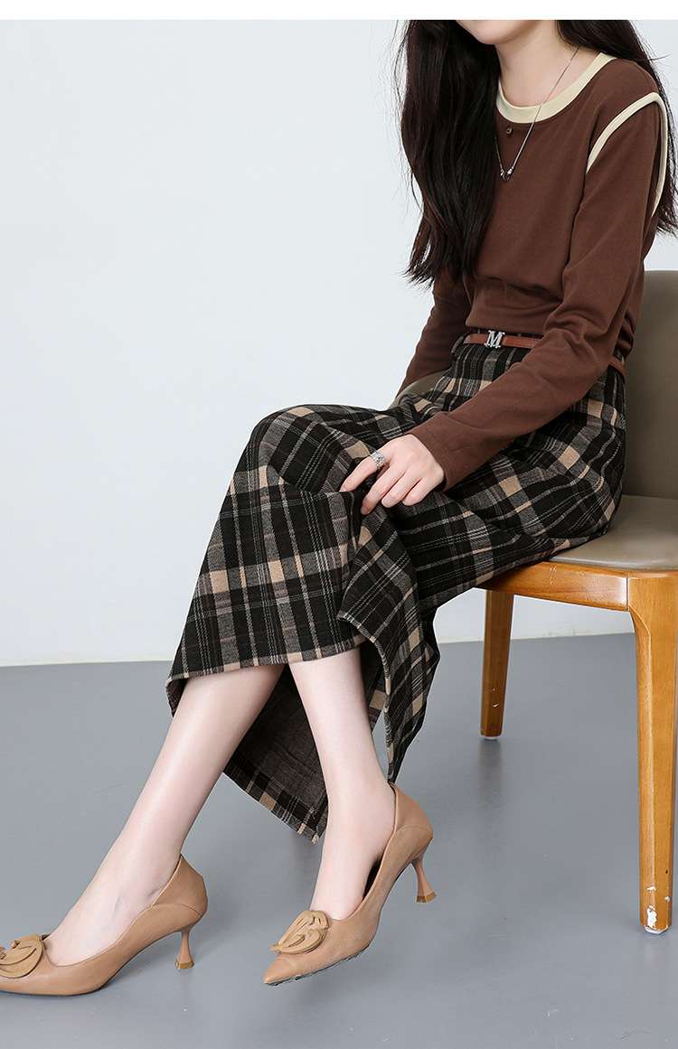 ブルベ冬服 チェック柄プリーツロングスカート