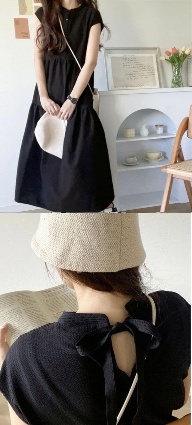 ブルベ夏/ブルベ冬服 爽やか縦縞ティアードワンピース