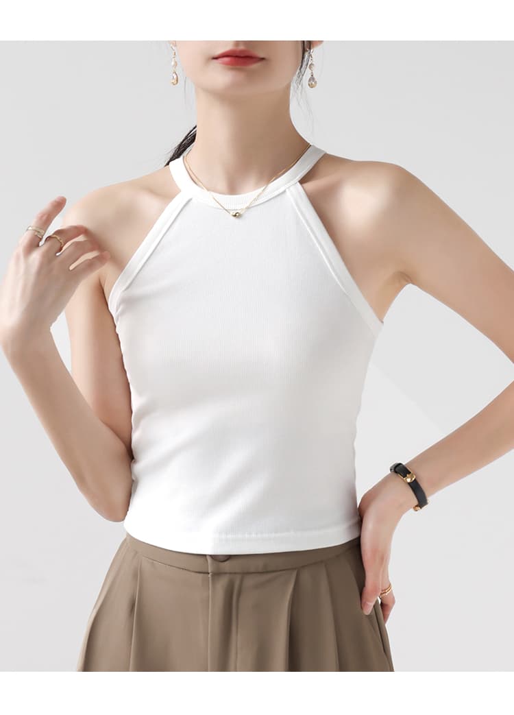 ブルベ夏/ブルベ冬服 すっきりホルターネックリブトップス