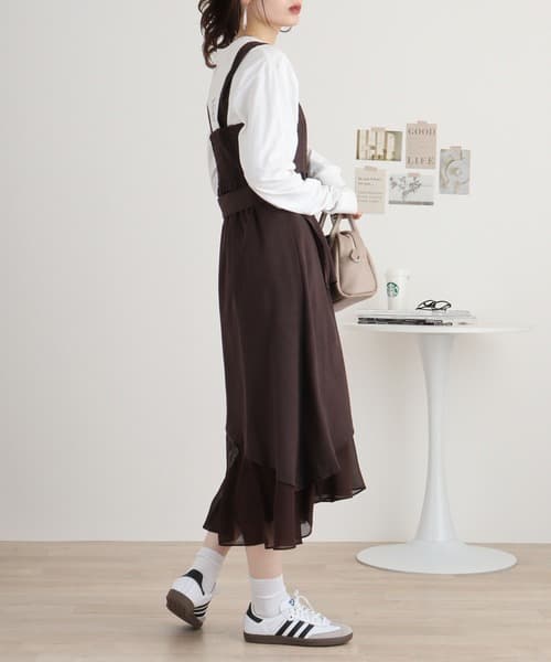 ブルベ冬服 アシンメトリー重ね切替ワンピース