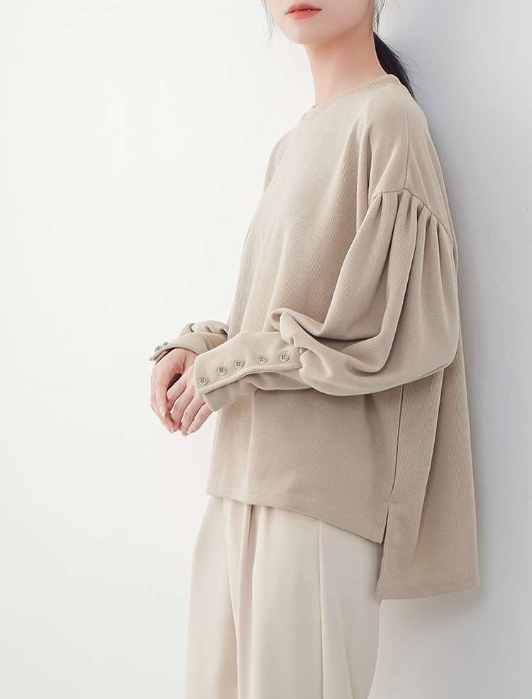 ブルベ夏/ブルベ冬服 ボリューム袖ボタン付きプルオーバー