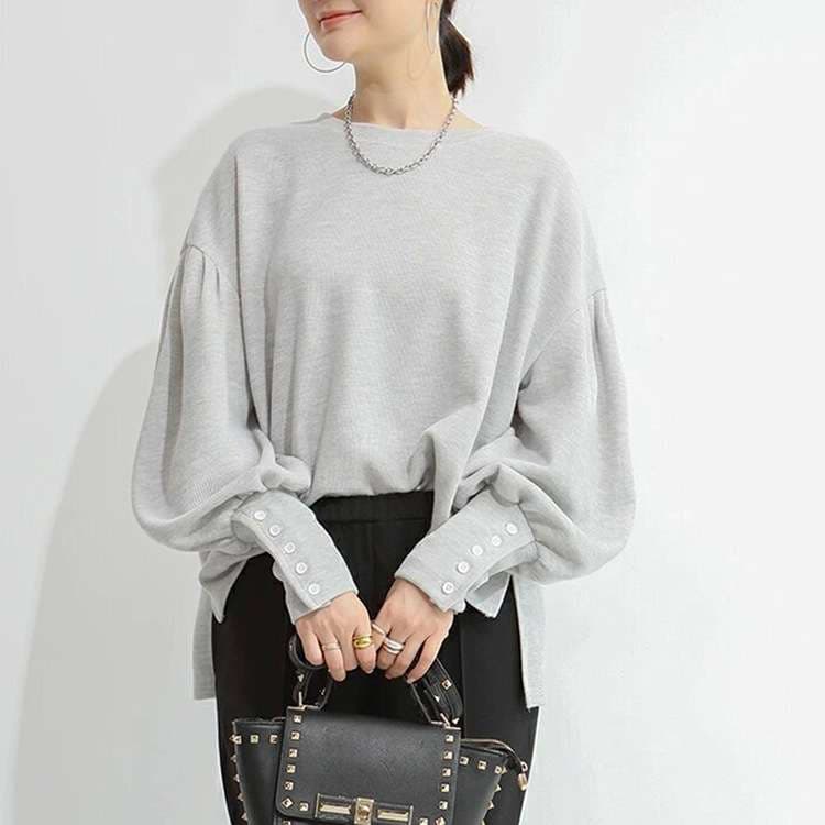 ブルベ夏/ブルベ冬服 ボリューム袖ボタン付きプルオーバー