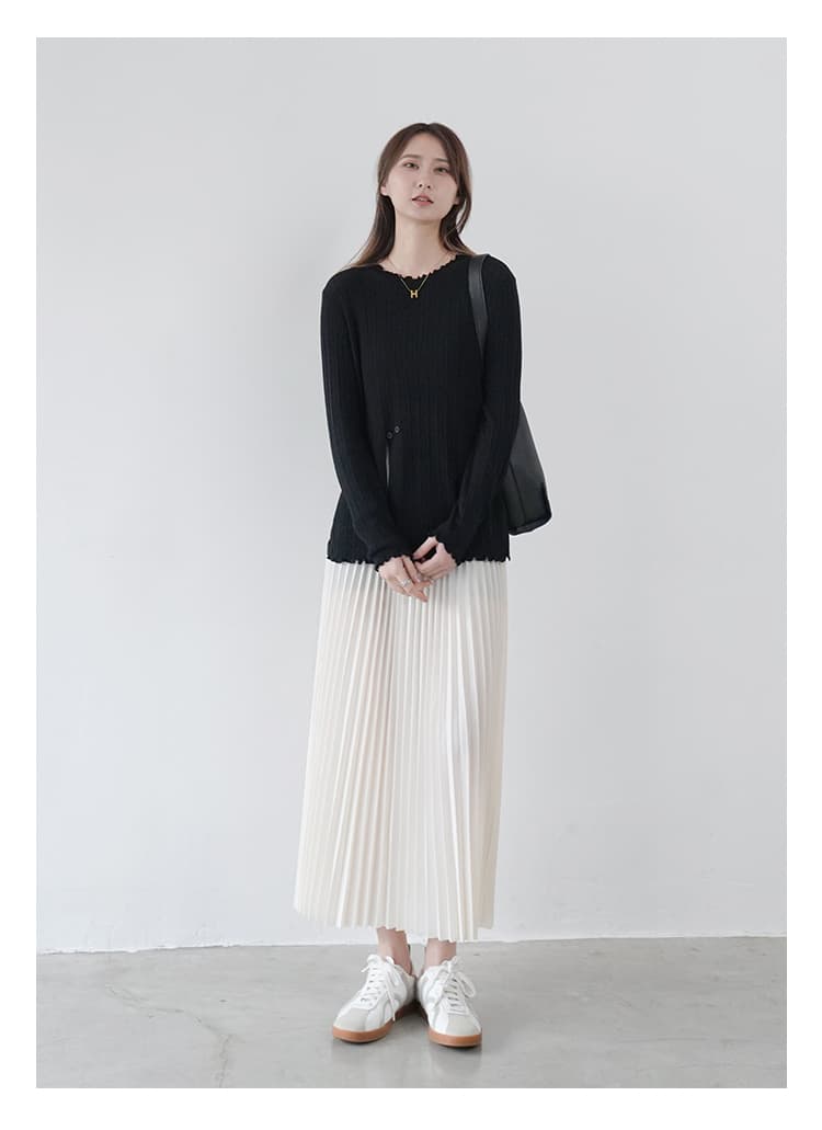 ブルベ夏/ブルベ冬服 優美なシルエット プリーツロングスカート