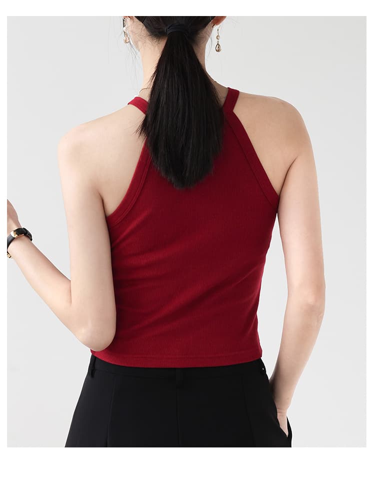 ブルベ夏/ブルベ冬服 すっきりホルターネックリブトップス