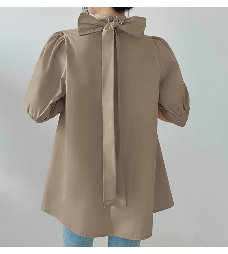 ブルベ夏/ブルベ冬服 優美リボン ハイネックブラウス