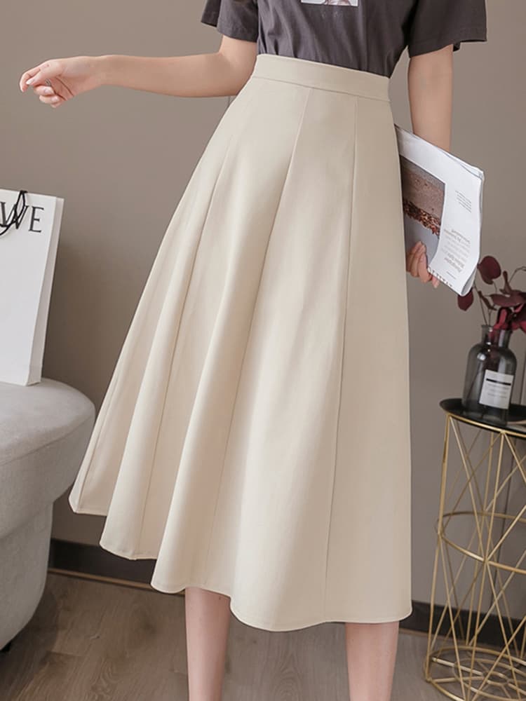 ブルベ夏/ブルベ冬服　上品な大人のふんわり広がる膝丈フレアスカート