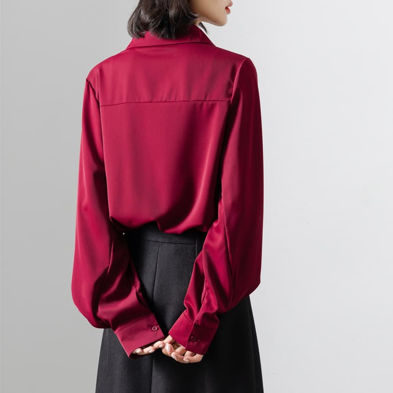 ブルベ夏/ブルベ冬服 ぽわん袖ドレープブラウス