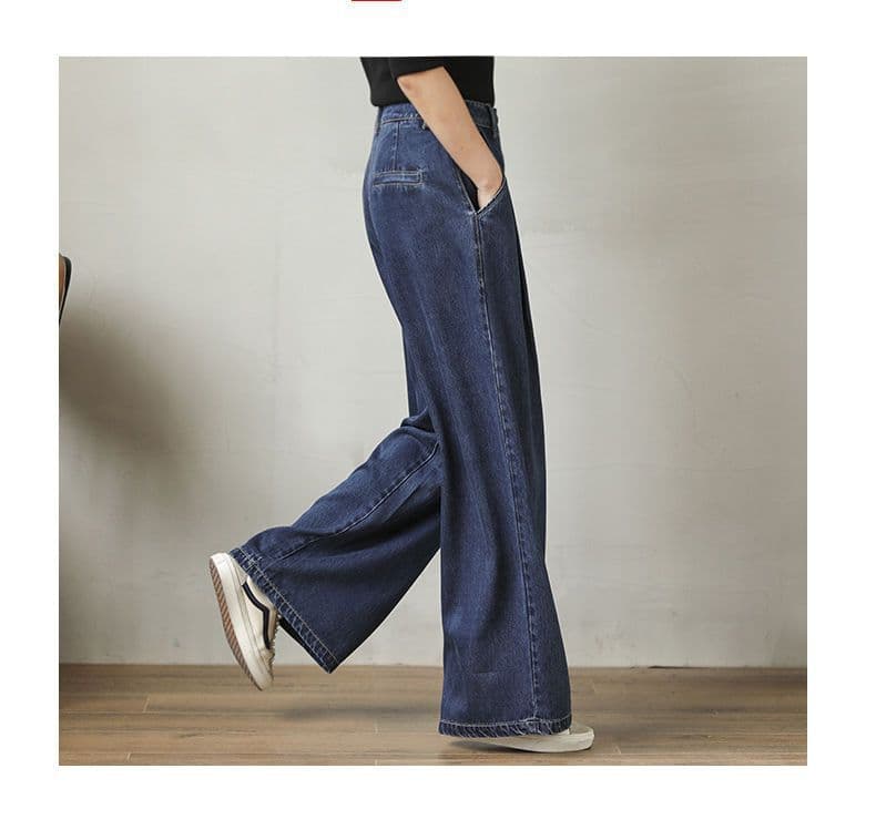 ブルベ冬服　タック入りデニムワイドパンツ