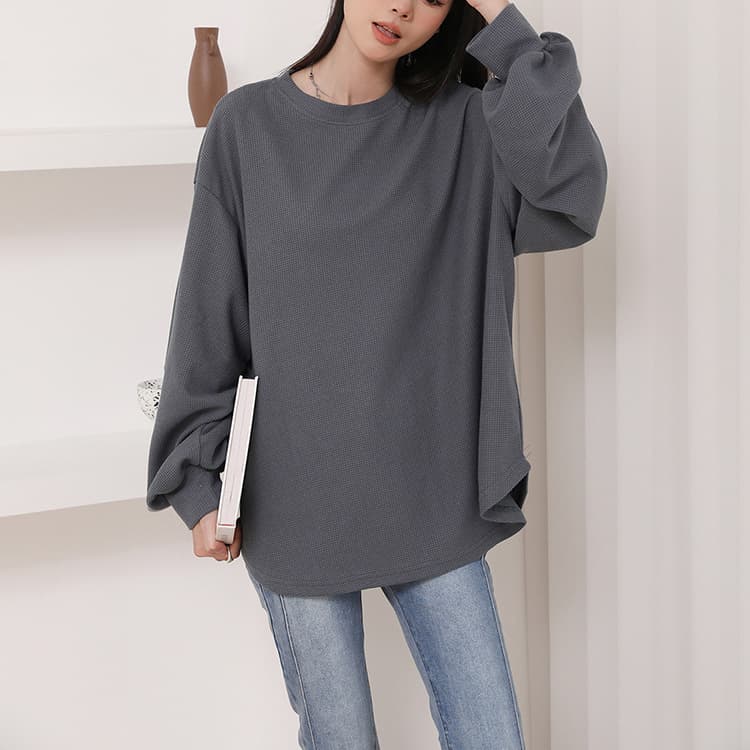 ブルベ夏/ブルベ冬服 ふんわり袖のワッフル風ニット