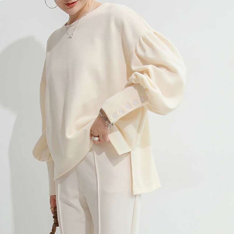 ブルベ夏/ブルベ冬服 ボリューム袖ボタン付きプルオーバー