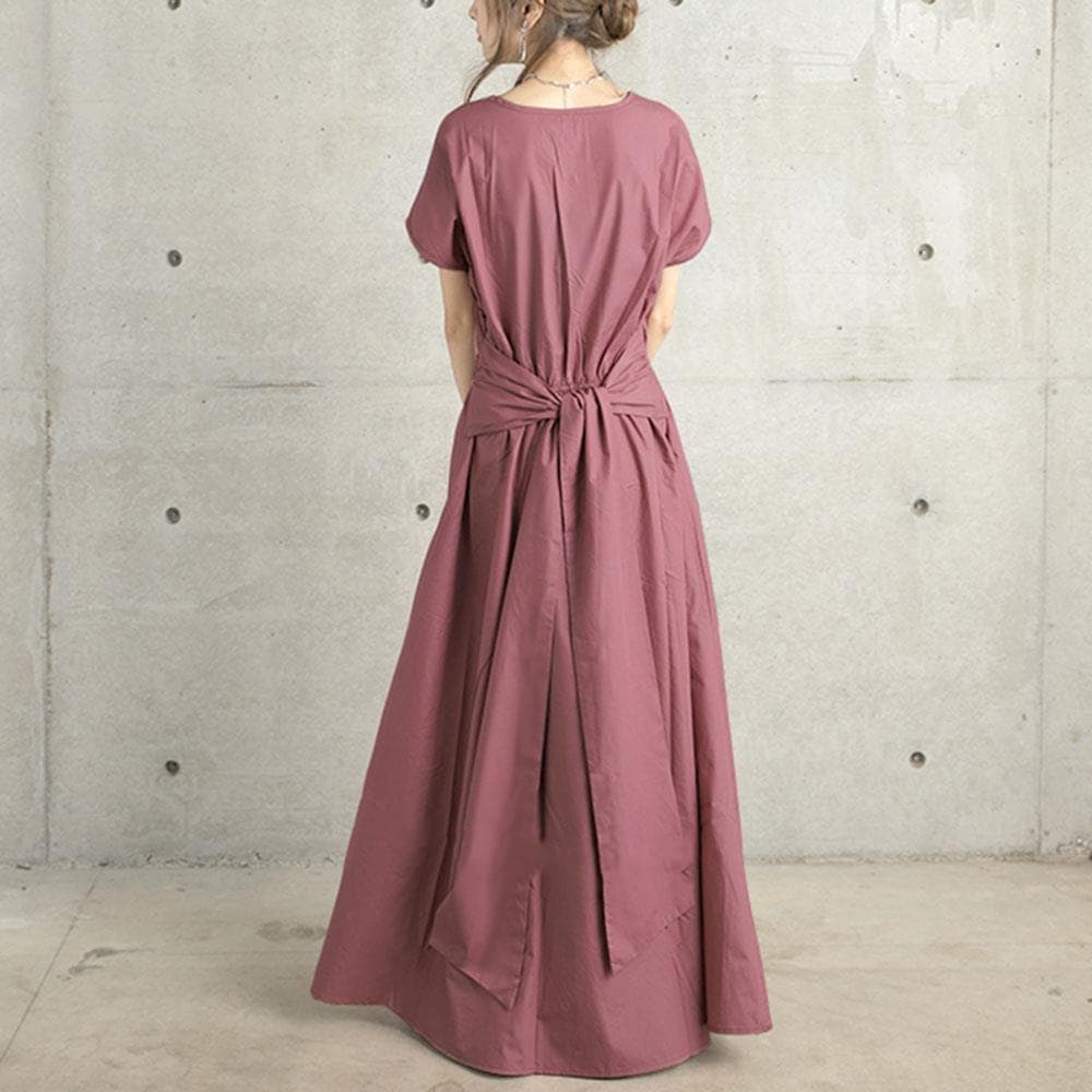 ブルベ夏/ブルベ冬服 優美なリボン結びマキシワンピース