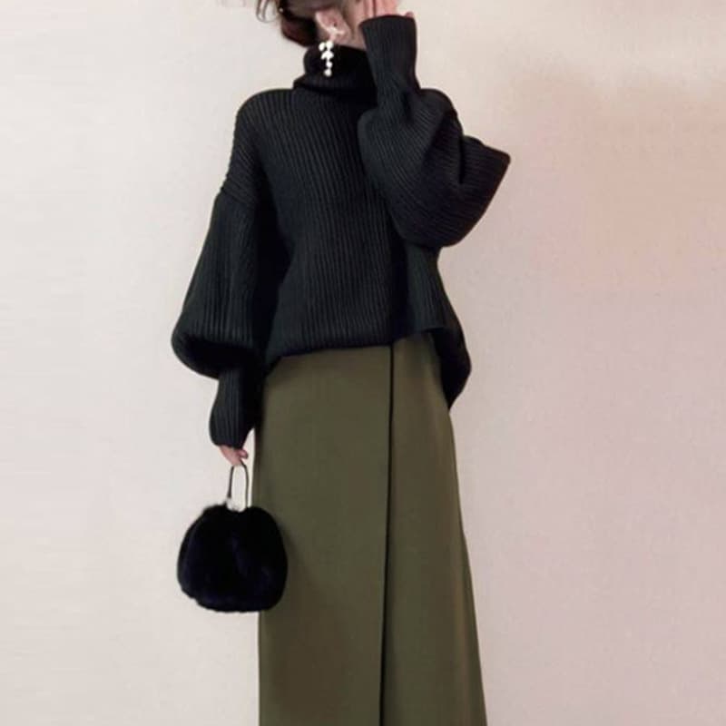 ブルベ冬服　オーバーサイズニットとロングスカートの洗練セット