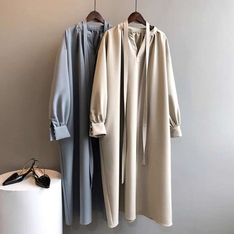 ブルベ夏/ブルベ冬服 上品ラップ風マキシワンピース