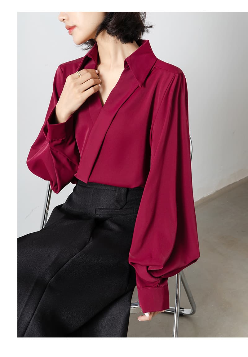 ブルベ夏/ブルベ冬服 ぽわん袖ドレープブラウス