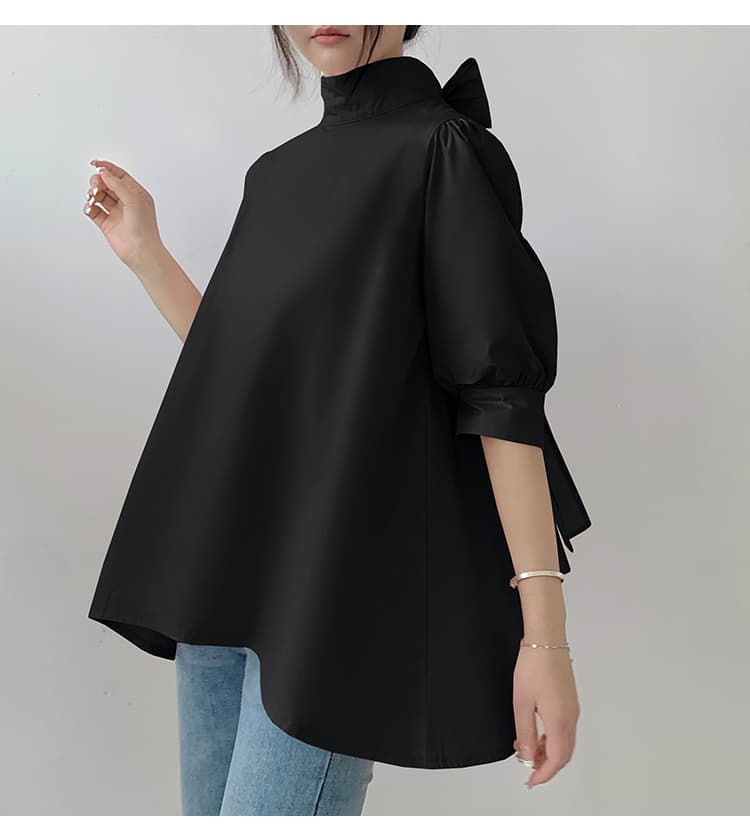 ブルベ夏/ブルベ冬服 優美リボン ハイネックブラウス