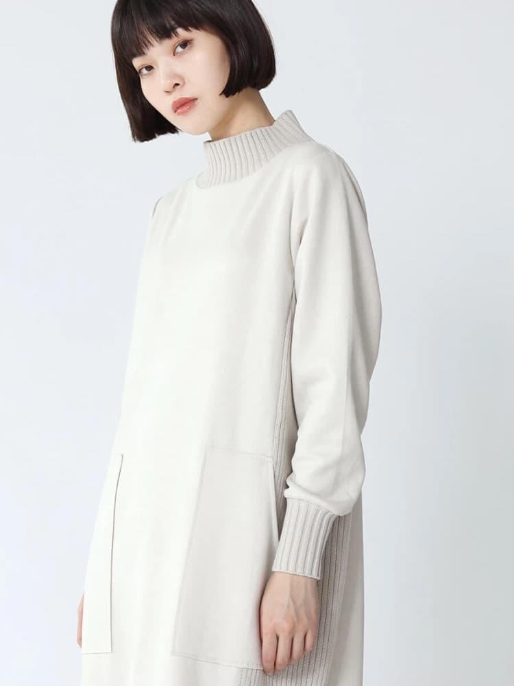 ブルベ夏/ブルベ冬服 スエード調ワンピース