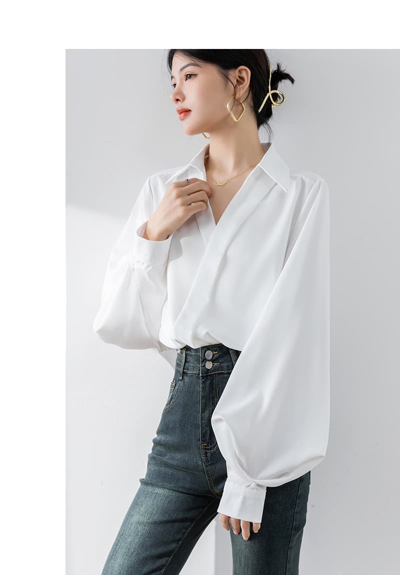 ブルベ夏/ブルベ冬服 ぽわん袖ドレープブラウス