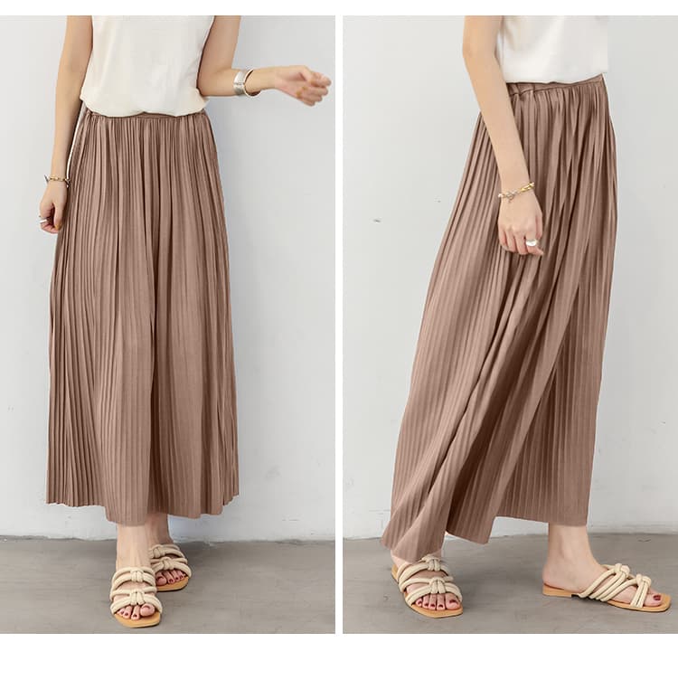 ブルベ夏/ブルベ冬服 優雅な揺れ感 ロングプリーツスカート