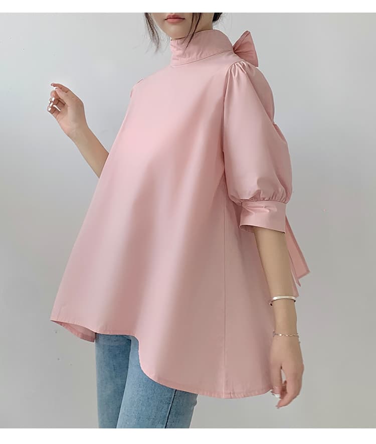 ブルベ夏/ブルベ冬服 優美リボン ハイネックブラウス