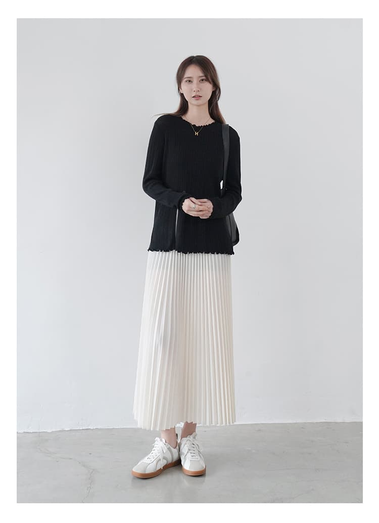 ブルベ夏/ブルベ冬服 優美なシルエット プリーツロングスカート