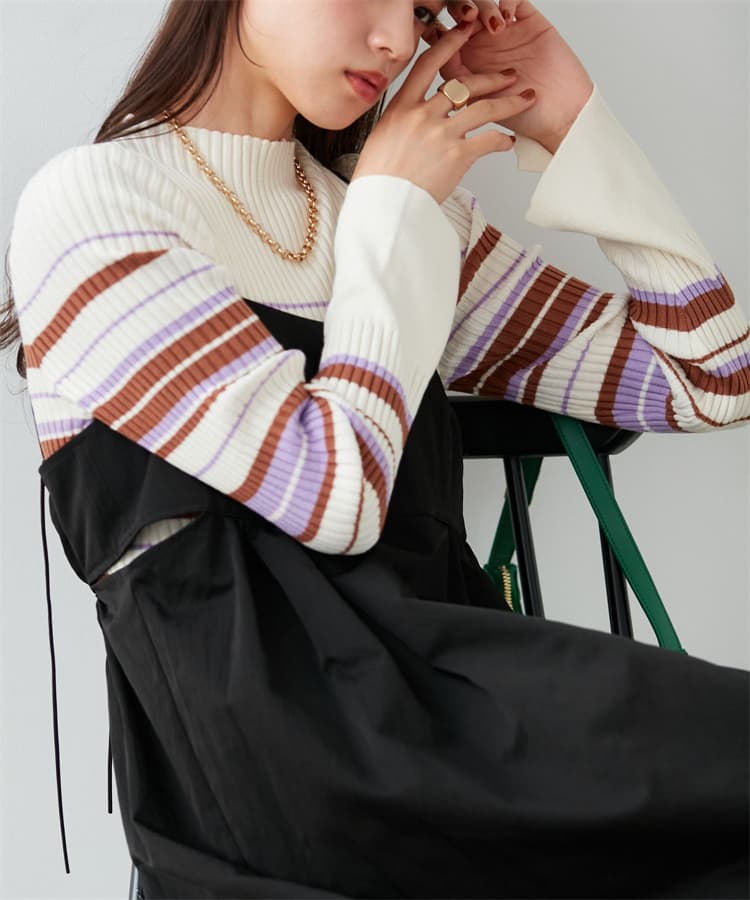 ブルベ夏/ブルベ冬服 リブ編みタートルネック