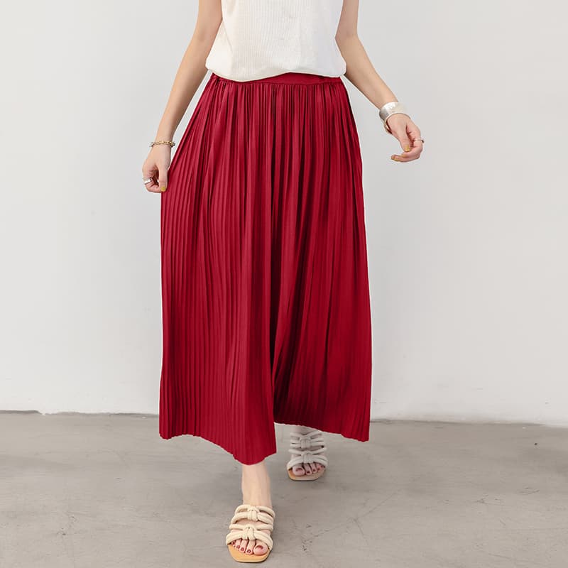 ブルベ夏/ブルベ冬服 優雅な揺れ感 ロングプリーツスカート
