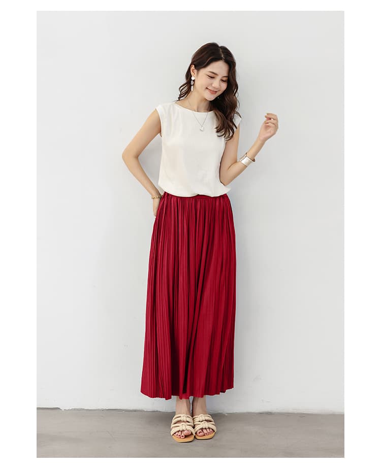 ブルベ夏/ブルベ冬服 優雅な揺れ感 ロングプリーツスカート