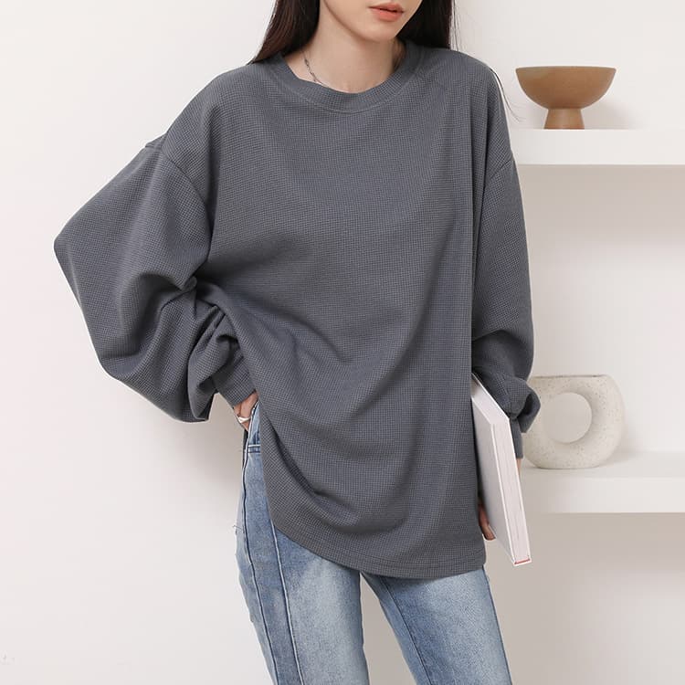 ブルベ夏/ブルベ冬服 ふんわり袖のワッフル風ニット