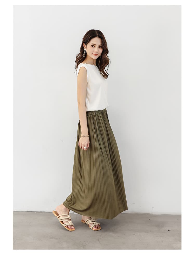 ブルベ夏/ブルベ冬服 優雅な揺れ感 ロングプリーツスカート