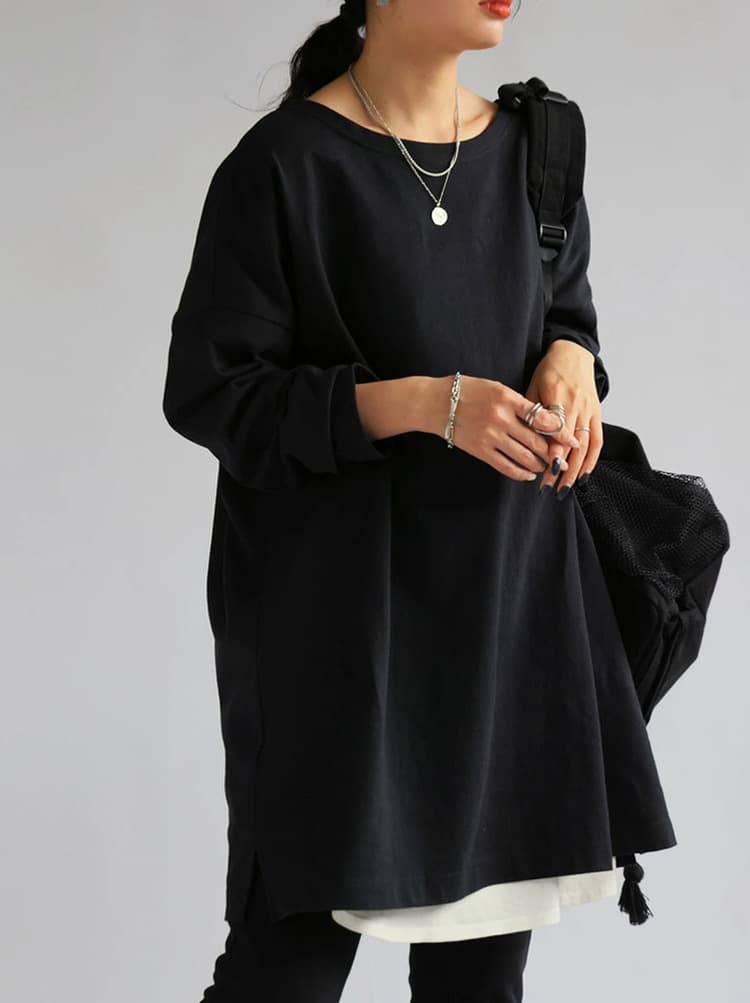 ブルベ夏/ブルベ冬服　ゆったりオーバーサイズ長袖ロングスウェット