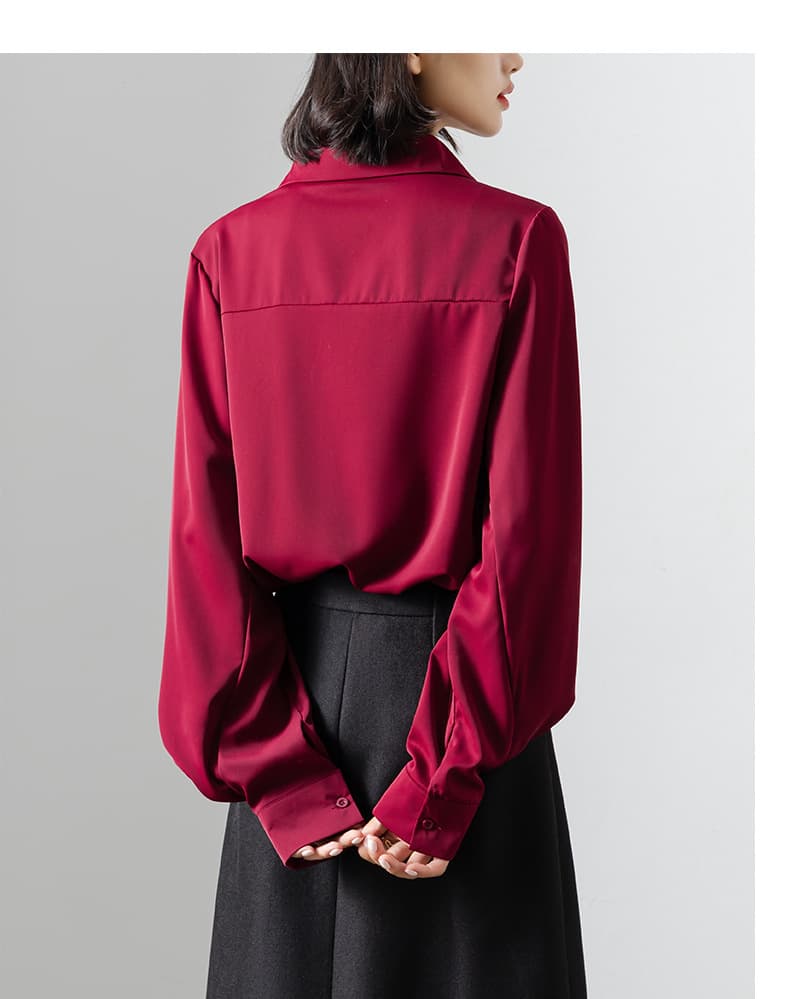 ブルベ夏/ブルベ冬服 ぽわん袖ドレープブラウス