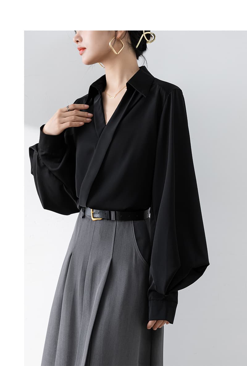 ブルベ夏/ブルベ冬服 ぽわん袖ドレープブラウス