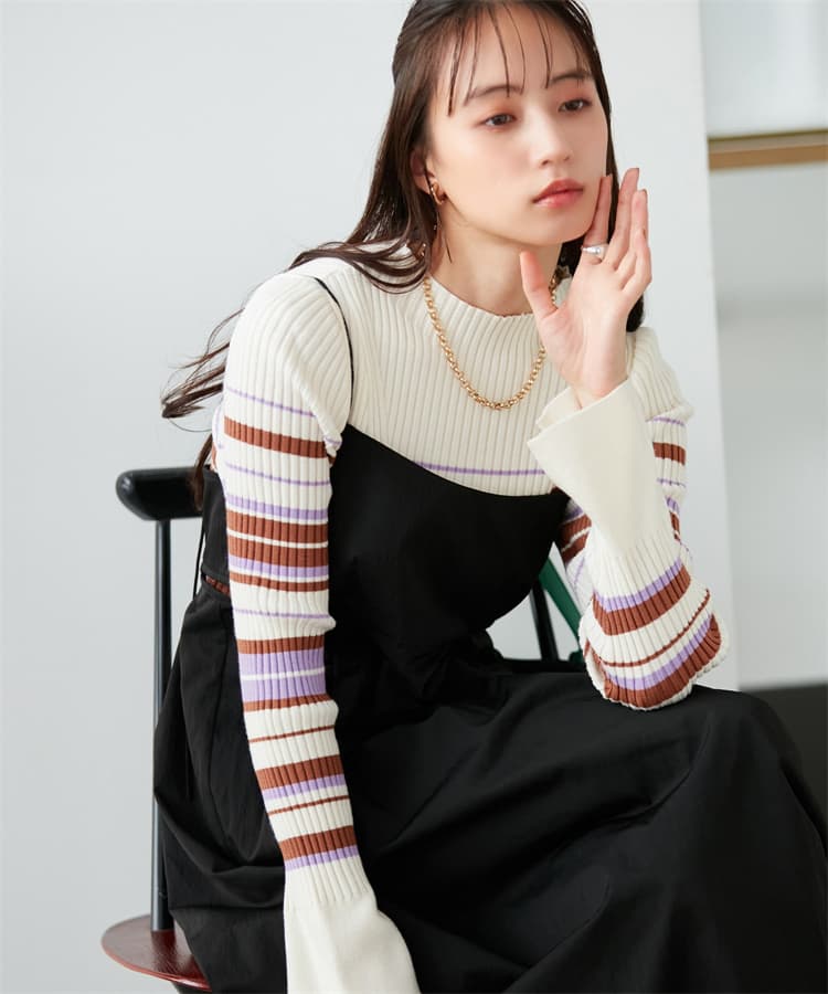 ブルベ夏/ブルベ冬服 リブ編みタートルネック