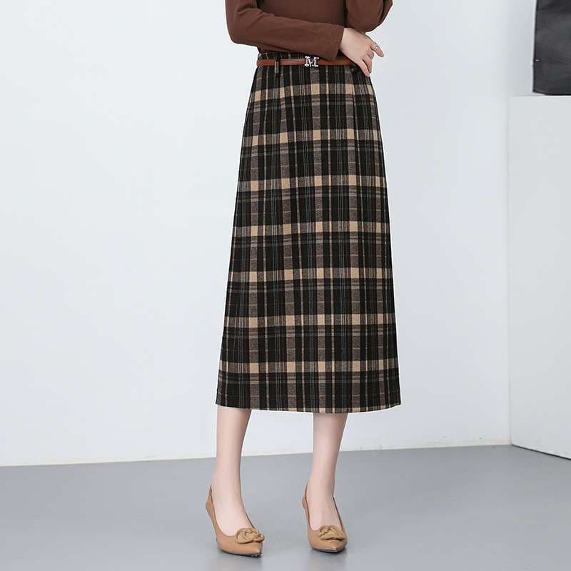 ブルベ冬服 チェック柄プリーツロングスカート