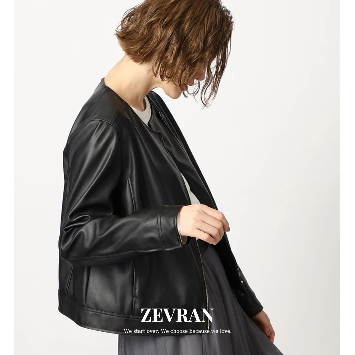ブルベ冬服 シンプルノーカラーブルゾン