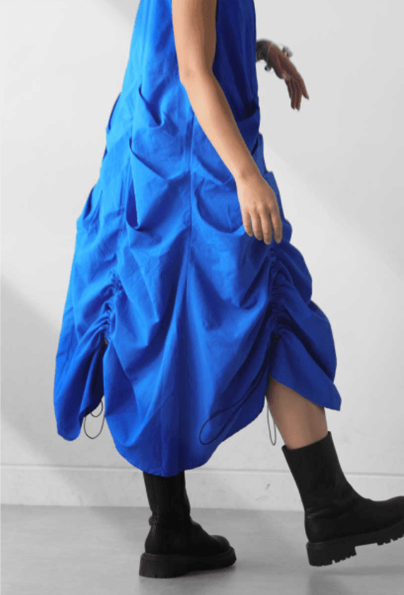 ブルベ冬服 ドレープギャザー ノースリーブワンピース