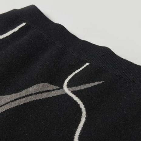 ブルベ夏/ブルベ冬服 曲線模様ニットロングスカート