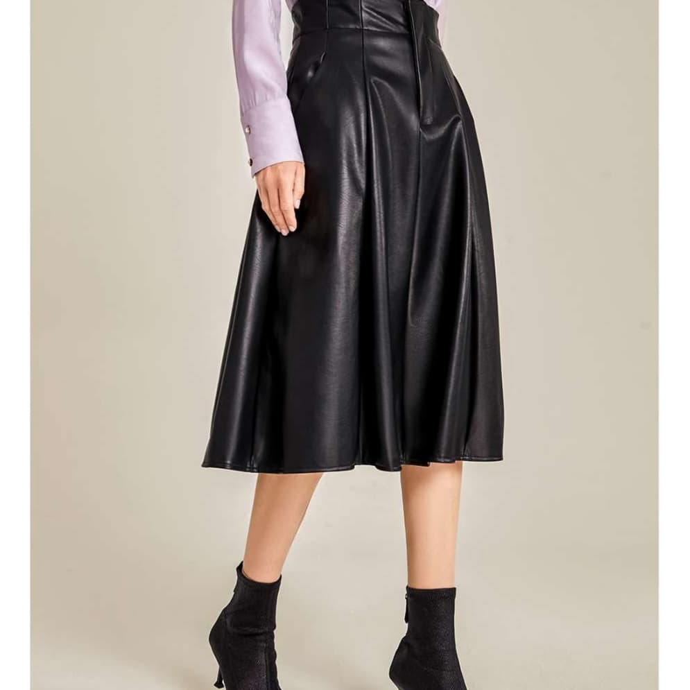 ブルベ冬服 艶めく光沢ミディスカート