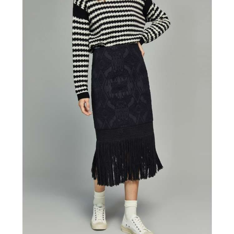 ブルベ冬服 フリンジニットミディスカート