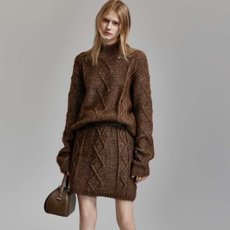 ブルベ夏/ブルベ冬服 ケーブル編みニットスカート